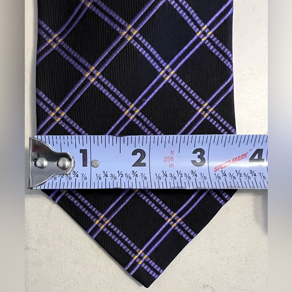 👔 LRL Lauren Ralph Lauren Green Label Silk Necktie / Neck Tie | Black & Purple - Picture 9 of 10